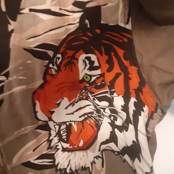 No Boundaries Button Up Shirt Mens XL Vtg Jungle Tiger Bamboo Short Sleeve - Picture 2 of 8